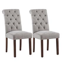 Conjunto de 2 Cadeiras COLAMY Parsons Estofadas Capitone Cinza Conjunto de 2 Cadeiras COLAMY Parsons Estofadas Capitone Cinza