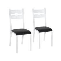 Conjunto de 2 cadeiras cozinha jogo sala jantar ciplafe luna tubo branco assento estofado