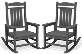 Conjunto de 2 cadeiras de balanço para área externa KINGYES, oversized, HDPE cinza Conjunto de 2 cadeiras de balanço para área externa KINGYES, oversized, HDPE cinza