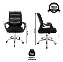 Conjunto de 2 Cadeiras De Escritório Giratória Conforto Office Secretária Zebrada Estofado Mesh