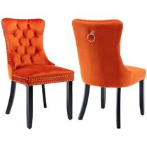 Conjunto de 2 Cadeiras de Jantar ODUSE-DAILY em Veludo Laranja