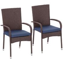 Conjunto de 2 Cadeiras de Jantar para Área Externa Outsunny em Fibra Sintética PE Empilháveis Conjunto de 2 Cadeiras de Jantar para Área Externa Outsunny em Fibra Sintética PE Empilháveis