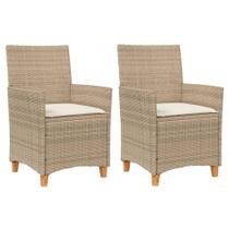 Conjunto de 2 cadeiras de jardim vidaXL Beige Poly Rattan com almofadas
