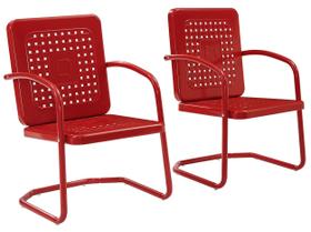 Conjunto de 2 Cadeiras de Metal Vermelhas para Área Externa Crosley Bates Conjunto de 2 Cadeiras de Metal Vermelhas para Área Externa Crosley Bates