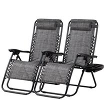 Conjunto de 2 cadeiras de pátio reclináveis relaxantes Nazhura Steel Mesh