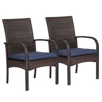 Conjunto de 2 cadeiras de vime para área externa com almofadas SAILARY Conjunto de 2 cadeiras de vime para área externa com almofadas SAILARY