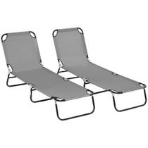 Conjunto de 2 Cadeiras Dobráveis Reclináveis para Área Externa Outsunny Cinza Conjunto de 2 Cadeiras Dobráveis Reclináveis para Área Externa Outsunny Cinza