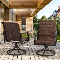 Conjunto de 2 Cadeiras Giratórias para Área Externa EROMMY, Rattan Marrom