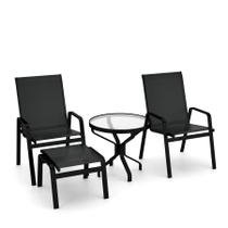 Conjunto de 2 Cadeiras Juquey Alumínio Preto Tela Preto - Aluv Móveis