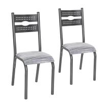 Conjunto de 2 cadeiras luna tb craqueado preto - estampa assento riscado preto - ciplafe