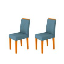 Conjunto De 2 Cadeiras Para Sala De Jantar Amanda Ype Azul Claro WD26 New Ceval