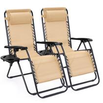 Conjunto de 2 Cadeiras Reclináveis Dobráveis para Área Externa Sweetcrispy, Caqui Conjunto de 2 Cadeiras Reclináveis Dobráveis para Área Externa Sweetcrispy, Caqui