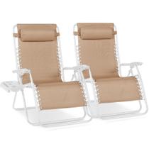 Conjunto de 2 Cadeiras Reclináveis Zero Gravity Ajustáveis de Aço Conjunto de 2 Cadeiras Reclináveis Zero Gravity Ajustáveis de Aço