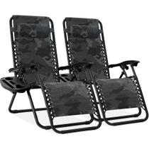 Conjunto de 2 cadeiras reclináveis zero gravity ajustáveis em aço