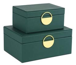 Conjunto de 2 caixas de joias HofferRuffer Faux Leather, verde escuro Conjunto de 2 caixas de joias HofferRuffer Faux Leather, verde escuro