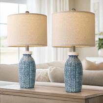 Conjunto de 2 candeeiros de mesa vintage rústicos azuis G-SAFAVA de 22,75" Conjunto de 2 candeeiros de mesa vintage rústicos azuis G-SAFAVA de 22,75"