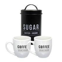 Conjunto De 2 Caneca Branca Coffee Para Café Da Manhã & Pote Armazena Açúcar