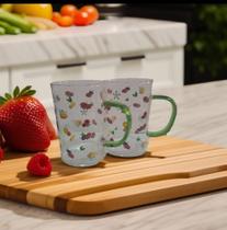 Conjunto de 2 canecas de Vidro Borossilicato com calça verde Lyor Garden de280ML Conjunto de 2 canecas de Vidro Borossilicato com calça verde Lyor Garden de280ML