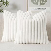 Conjunto de 2 capas de almofada de pele sintética MIULEE de 51 x 51 cm brancas