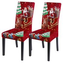 Conjunto de 2 capas de cadeira de Natal Searchi, laváveis e elásticas Conjunto de 2 capas de cadeira de Natal Searchi, laváveis e elásticas