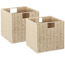 Conjunto de 2 cestas de armazenamento: Vagusicc Wicker, tecido à mão, 9 cm, bege