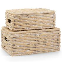 Conjunto de 2 Cestos de Vime Branco 84ECO com Tampa Conjunto de 2 Cestos de Vime Branco 84ECO com Tampa