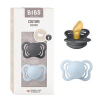 Conjunto de 2 Chupetes Bibs Couture Libres de BPA de Látex para 0 a 6 Meses