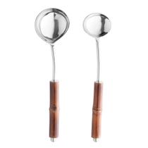 Conjunto de 2 Conchas com Cabo de Bambu Wolff de Aço Inox