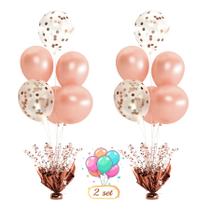 Conjunto de 2 conjuntos de balões de mesa de Natal em ouro rosa, peça central de mesa com ouro rosa e balões de confete, kit de suporte para festa de aniversário, chá de bebê, casamento, chá de panela, baile, decorações de mesa Conjunto de 2 conjuntos de balões de mesa de Natal em ouro rosa, peça central de mesa com ouro rosa e balões de confete, kit de suporte para festa de aniversário, chá de bebê, casamento, chá de panela, baile, decorações de mesa