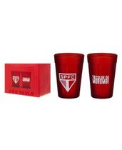 Conjunto de 2 Copos Americanos em Vidro Vermelho São Paulo 190ml - Allmix