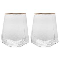 Conjunto de 2 Copos Baixo de Cristal com Borda Dourada Taj 550ml - Wolff
