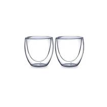 Conjunto de 2 copos para cafezinho, de parede dupla 80 ml Conjunto de 2 copos para cafezinho, de parede dupla 80 ml