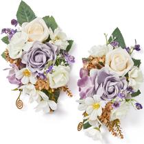 Conjunto de 2 corpetes florais de ombro, seda roxa Serwalin, 20x14cm