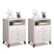 Conjunto de 2 criados de cabeceiras branco austria Conjunto de 2 criados de cabeceiras branco austria