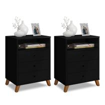 Conjunto de 2 criados de cabeceiras preto austria Conjunto de 2 criados de cabeceiras preto austria