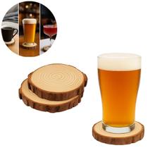 Conjunto de 2 Descansos Porta Copo Bolacha Madeira 7cm