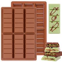 Conjunto de 2 em silicone antiaderente Chocolate Bar Mold Fimary