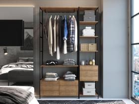 Conjunto de 2 Estantes Guarda-Roupa para Closet com 5 Gavetas Industrial