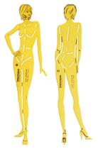 Conjunto de 2 Estênceis de Figura Feminina - Vista Frontal e Traseira para Ilustração e Proporção - Traceease Conjunto de 2 Estênceis de Figura Feminina - Vista Frontal e Traseira para Ilustração e Proporção - Traceease