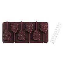 Conjunto de 2 formas de silicone para pirulitos de chocolate Hearts