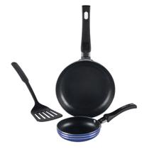 Conjunto de 2 Frigideiras Cerâmica Azul 12 e 18cm + Espátula