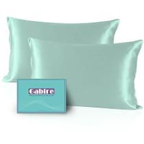 Conjunto de 2 fronhas de seda Gabire Mulberry, verde sálvia, padrão