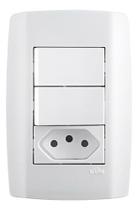 Conjunto De 2 Interruptores Simples E 1 Tomada 20a 3 Pinos ILUMI SLIM Conjunto De 2 Interruptores Simples E 1 Tomada 20a 3 Pinos ILUMI SLIM