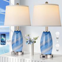 Conjunto de 2 lâmpadas Lovlast Blue Glass com modos USB e 3 vias de 60 cm