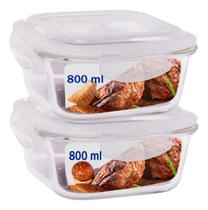 Conjunto De 2 Lindos Potes De Vidro Hermético Para Mantimentos 800ml Com Tampa Do Forno Ao Frezzer Top