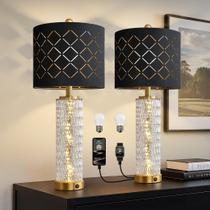 Conjunto de 2 Luminárias Modernas Oneach 70 cm Douradas com USB A+C