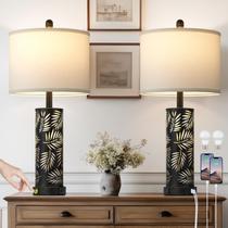 Conjunto de 2 Luminárias Rústicas para Mesa de Canto para Sala e Quarto, Abajur Vintage Estilo Fazenda com 2 Portas USB, Luminária de Metal Preto Vazado para Mesa de Apoio com Luz Noturna (Preto Retrô) Conjunto de 2 Luminárias Rústicas para Mesa de Canto para Sala e Quarto, Abajur Vintage Estilo Fazenda com 2 Portas USB, Luminária de Metal Preto Vazado para Mesa de Apoio com Luz Noturna (Preto Retrô)