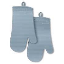 Conjunto de 2 luvas de forno KitchenAid com nervuras de silicone macio azul Conjunto de 2 luvas de forno KitchenAid com nervuras de silicone macio azul