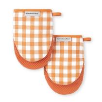 Conjunto de 2 luvas de forno KitchenAid Gingham Mini Honey Cotton