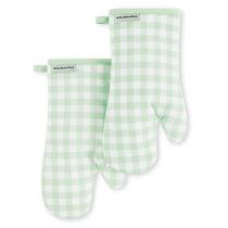 Conjunto de 2 luvas de forno KitchenAid Guingham e algodão Conjunto de 2 luvas de forno KitchenAid Guingham e algodão
